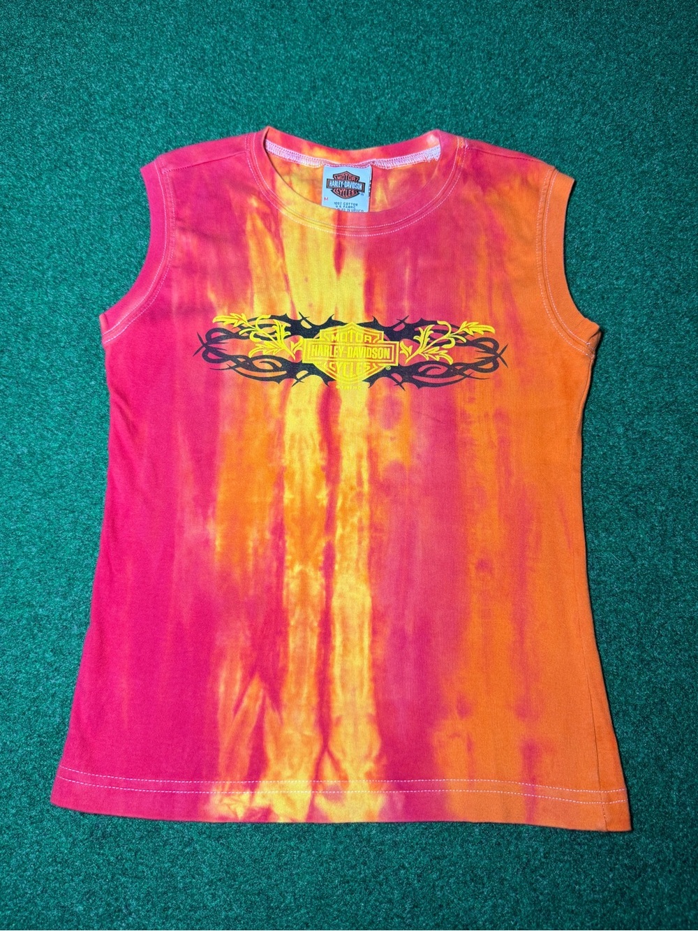 Harley Davidson Tie Dye Womens Tank Top Sleeveless Shirt Medium Y2K Grunge